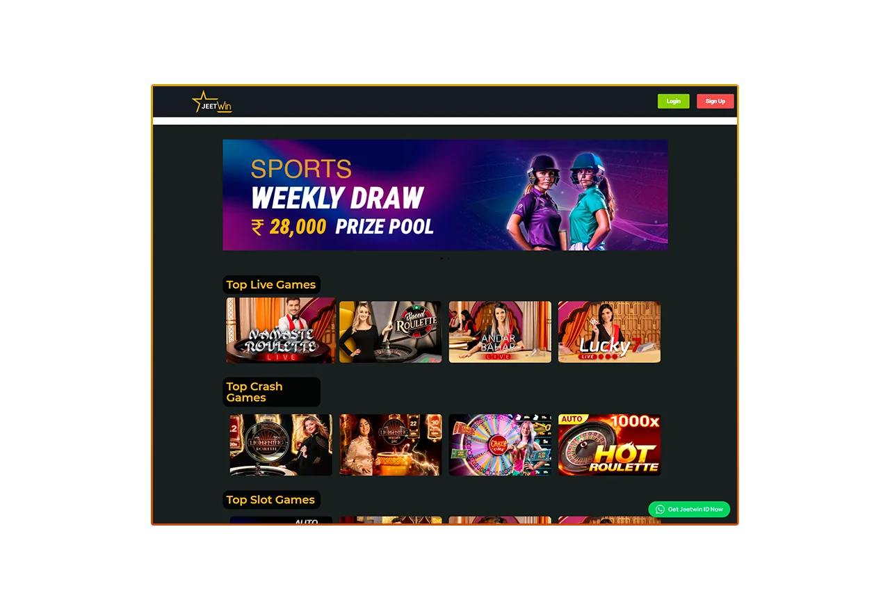 The official website of the casino featuring games.